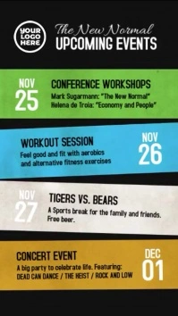 Upcoming events schedule video flyer Digital Display (9:16) template