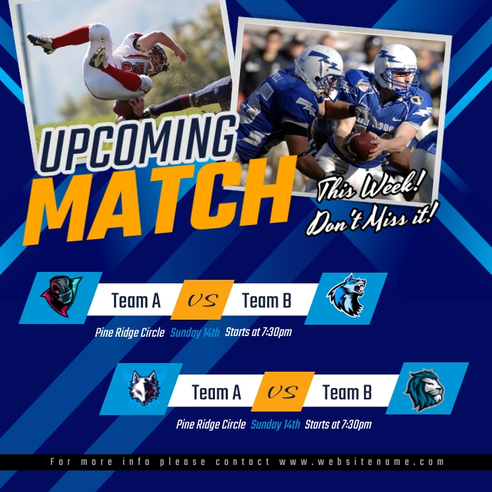 Upcoming Match Instagram Template | PosterMyWall