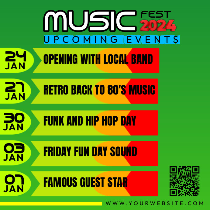 Upcoming Music Events Template | PosterMyWall