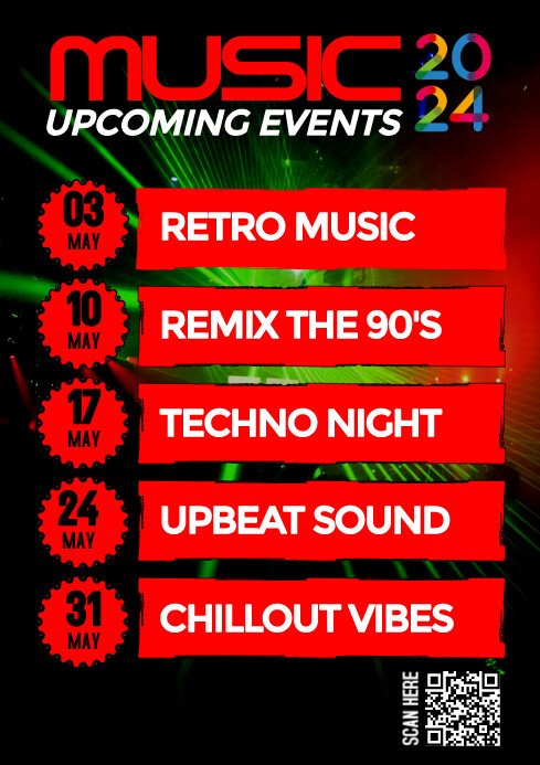 Upcoming Music Events Template | PosterMyWall