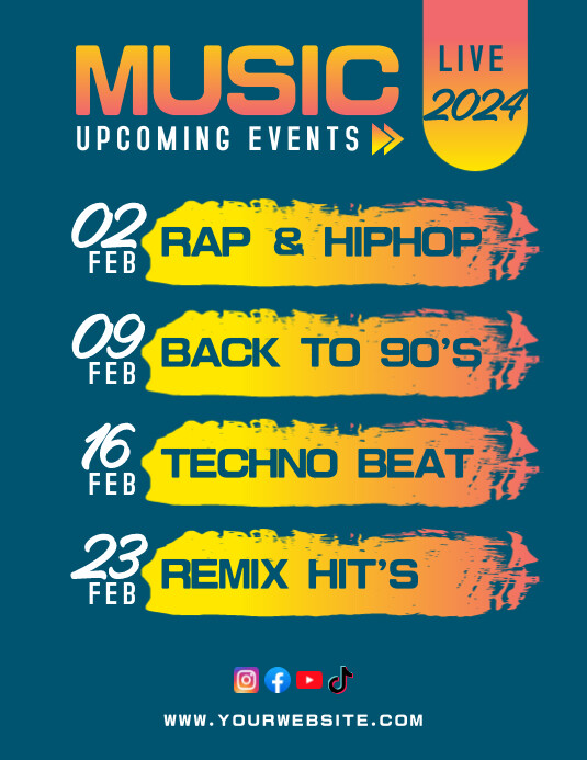 Upcoming Music Events Poster Template | PosterMyWall