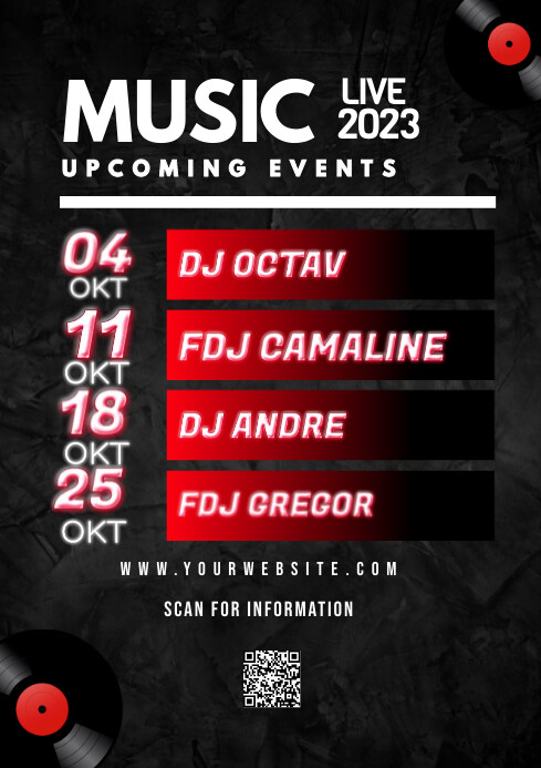 Upcoming Music Events Poster Template | PosterMyWall