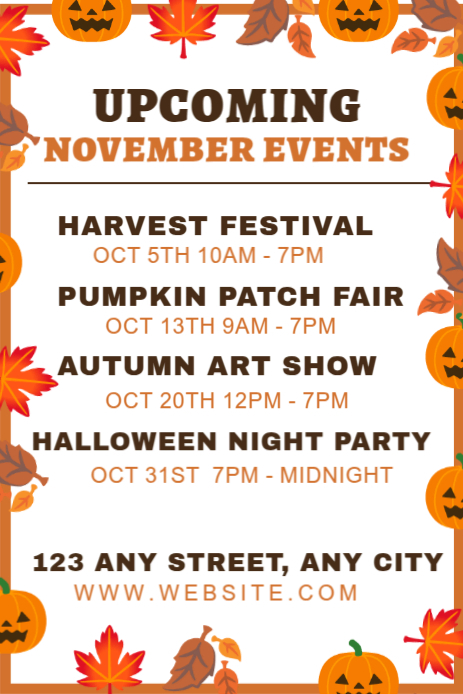 Upcoming November Event Pinterest Graphic Template | PosterMyWall