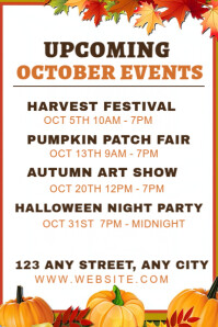 Branco October Events Announcement Pinterest na Graphic Template