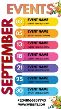 Upcoming September Events Digital Display (9:16) template