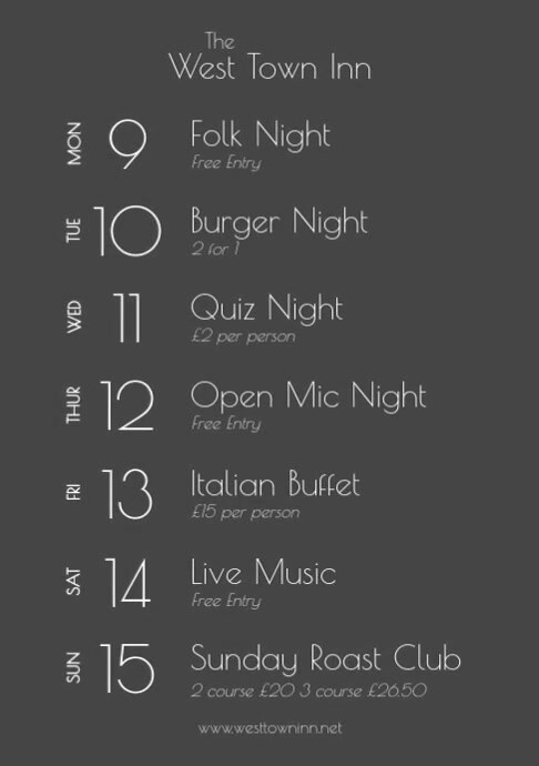 Weekly Local Guide Posts Upcoming Weekly Events Grey Minimal Template | PosterMyWall