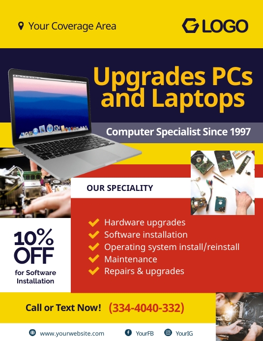 Upgrade pc and Laptops Flyer template | PosterMyWall