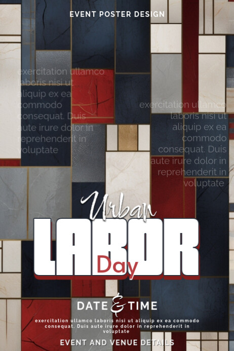 Urban Labor Day NYC Maximalist Abstract Poster Template Design Plakkaat