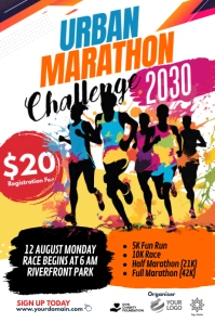 Urban marathon challenge Flyer Poster template