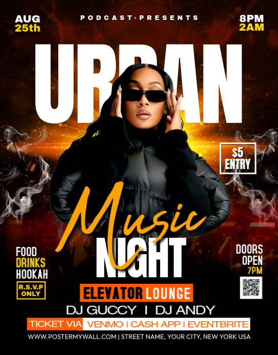 Urban music night Cartaz/placa template