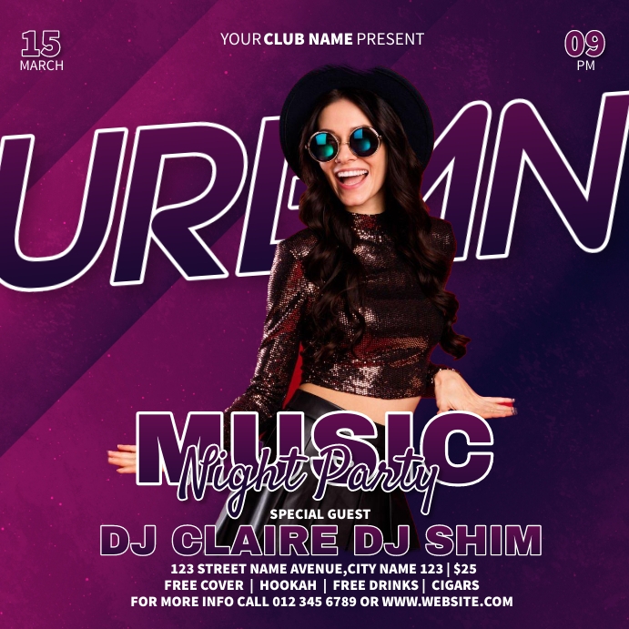 Urban Music Night Party Publicação no Instagram template
