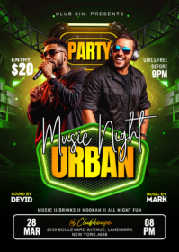 Urban Music Night Party Flyer A6 template