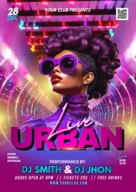 urban music night party video flyer A6 template
