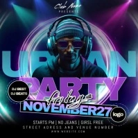 urban music party night modern flyer psd free Square (1:1) template