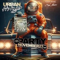 urban music party night modern flyer psd free Square (1:1) template