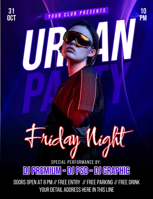 Urban Night Club Flyer (US Letter) template