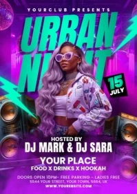 Urban Night Club Flyer A5 template
