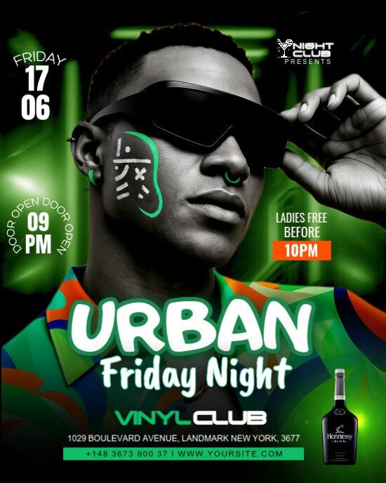Urban night club party Instagram Portrait template
