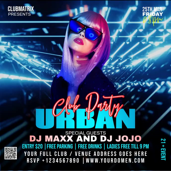 Urban night party Сообщение Instagram template