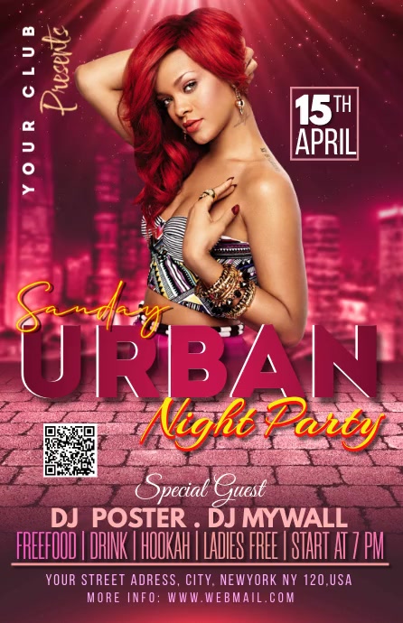urban night party Meia página larga template
