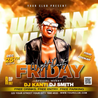 Urban Night Party Flyer 方形(1:1) template