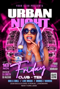Purple Urban Night Club Event Plakkaat Template