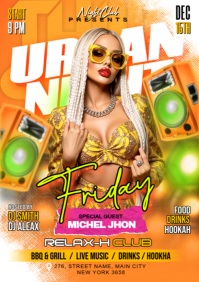 Orange Urban Night Party A4 Template