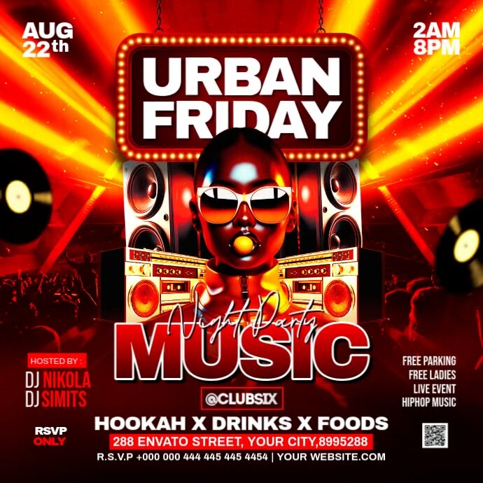 Urban Night Party Flyer Publicação no Instagram template