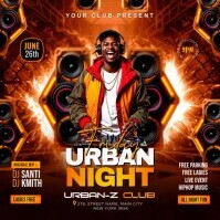 สีดำ Urban Night Club Event Сообщение Instagram Template