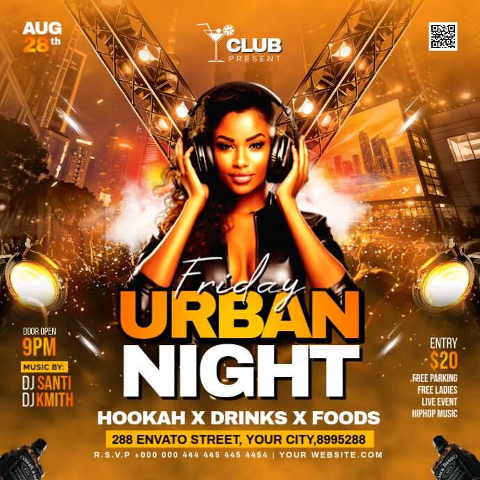 Urban Night Party Flyer Instagram Post template