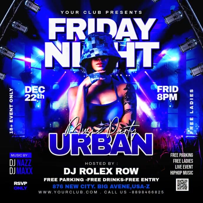 Urban Night Party Flyer Instagram Plasing template