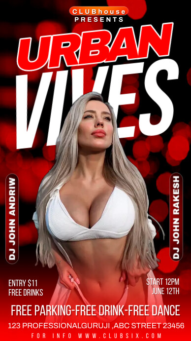 urban vibes night party Instagram Story template