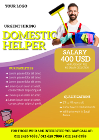 Urgent Hiring Domestic Helper Flyer Template A4