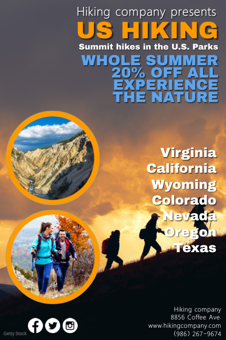 us hiking Poster template