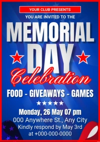 USA Memorial Day Celebration Invitation A4 template