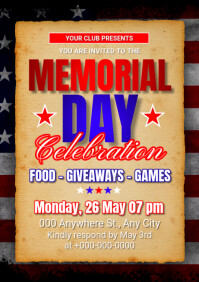USA Memorial Day Invitation A4 template