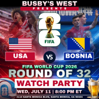 USA vs Bosnia: FIFA World Cup Round of 32 Watch Party Instagram Post Template