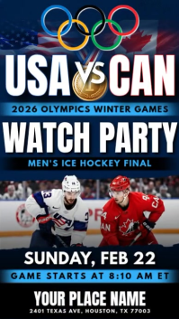 USA vs Canada: 2026 Winter Olympics Men's Ice Hockey Final Watch Party Instagram Reel Video template