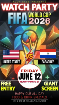 USA vs. Paraguay: FIFA World Cup 2026 Watch Party Instagram Story Video Instagram-verhaal template