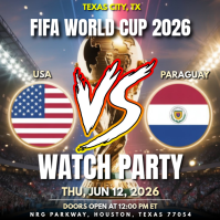 USA VS Paraguay Watch Party :  World Cup Watch Party Instagram Post template