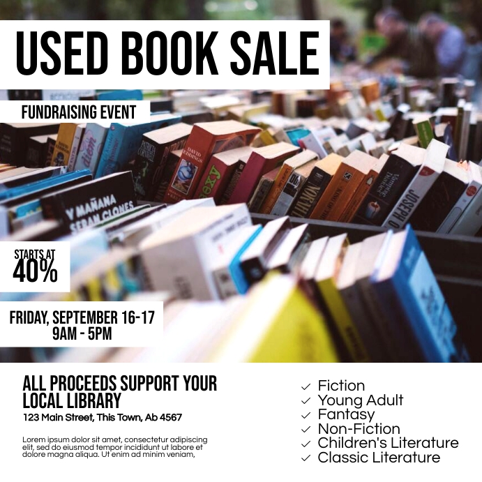 Used Book Sale Template | PosterMyWall