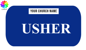 Blue Church Usher Badge Tag Template