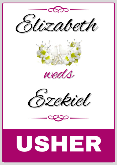 Usher Name Tag Template A6