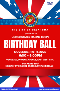 USMC Day Birthday Ball Poster template