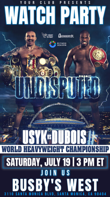 USYK vs Dubois: Undisputed World Heavyweight Championship Boxing Match Watch Party Template История на Instagram