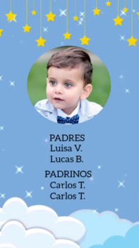 Синий Baptism Invitation Digitalt display Template
