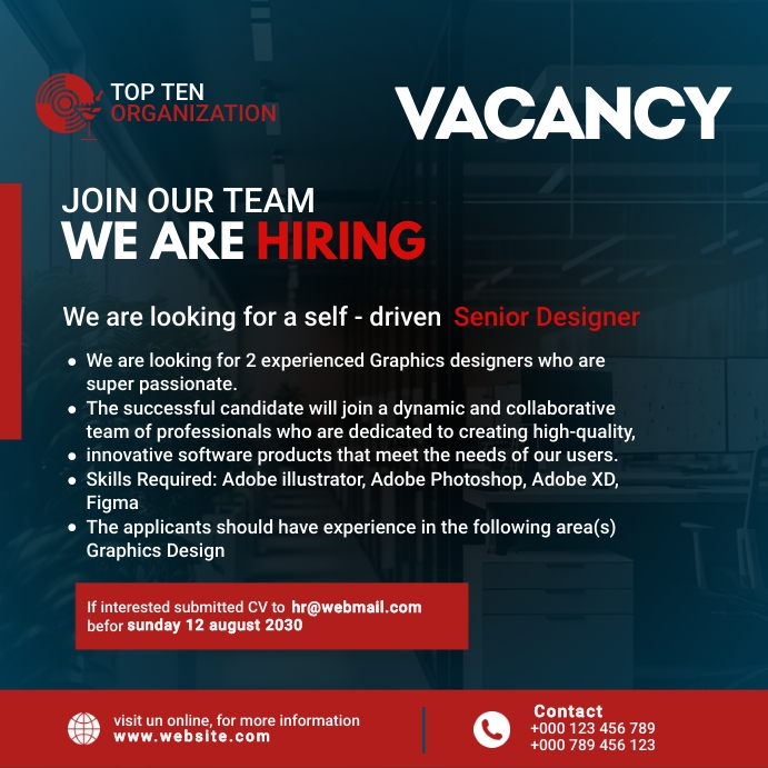 Vacancy ad design Template | PosterMyWall