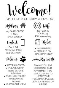 Vacation Accomodation Airbnb Welcome Sign Poster template