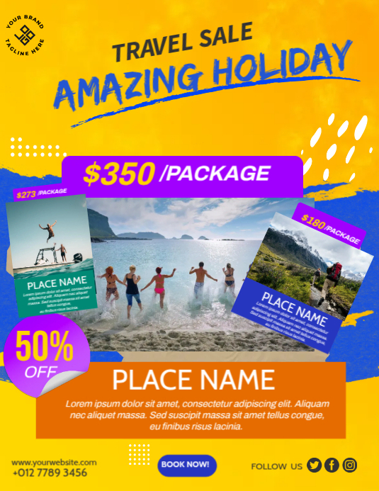 Package Poster Sample Plantilla de Del Cartel Del Paquete Promocional de Vacaciones de ...