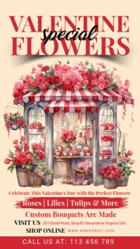 valentine's,flower shop,party Instagram Story template